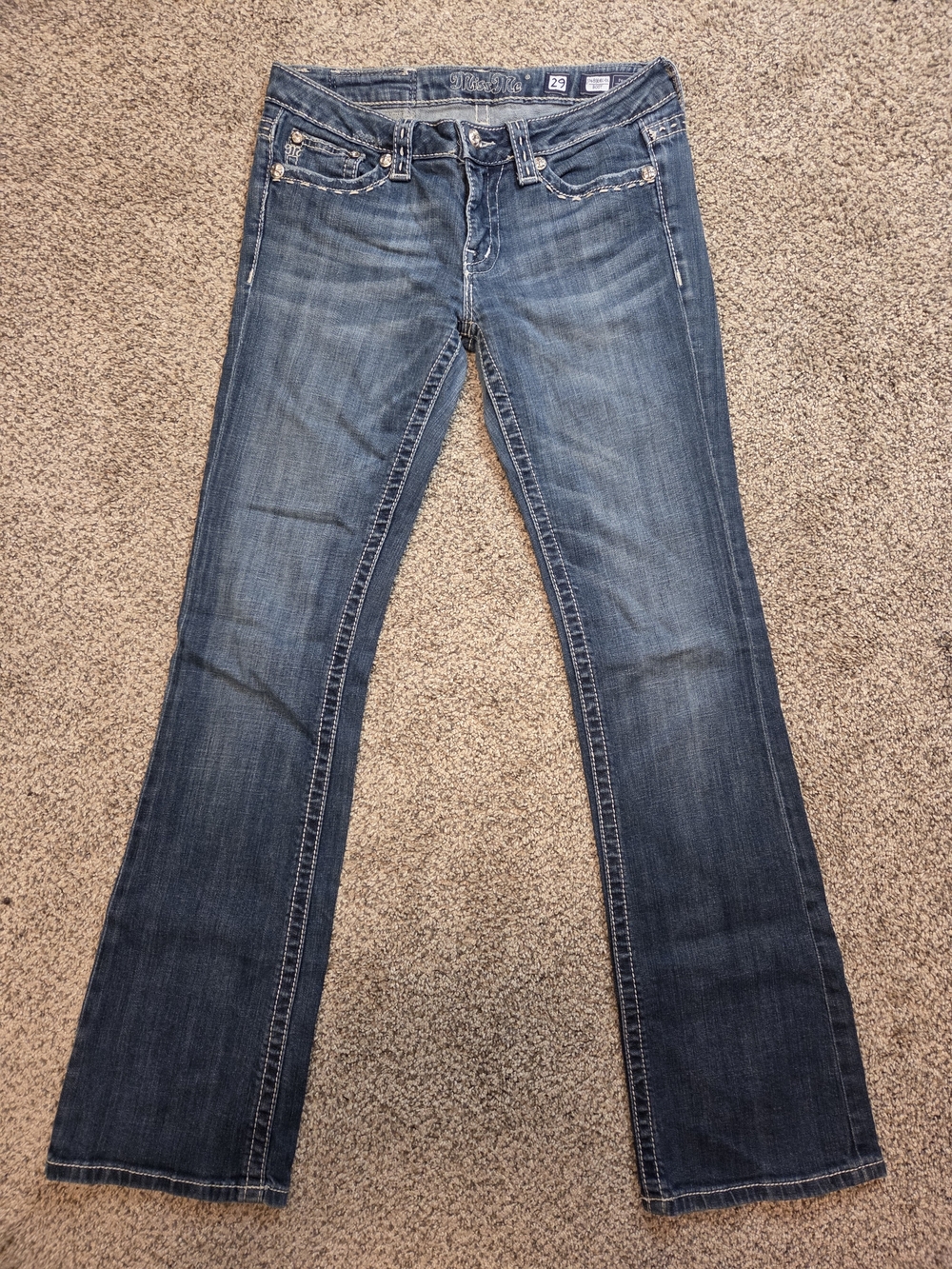 Miss Me Crystal Flap Pocket Bootcut Jeans 29